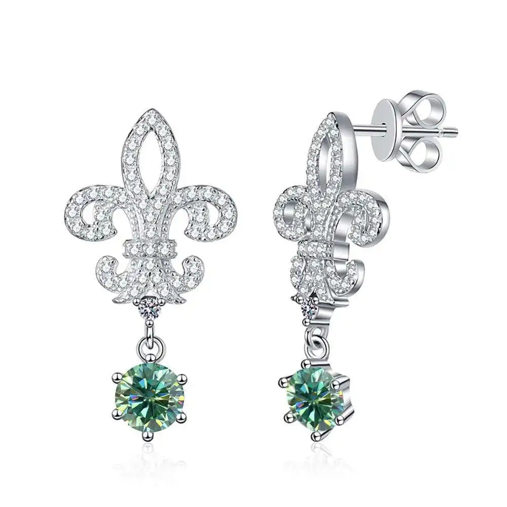 BIJOX STORY 1ct Colors Moissanite Stud Earrings GRA Certified Lab Created Diamond 925 Sterling Silver Wedding Jewelry for Women