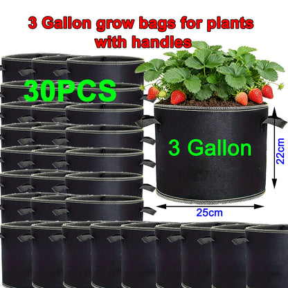 68 Pcs 3 Gallon Strawberry Grow Bags for Plants with Handles Garden Accessories Vegetable Plant Bags for Growing Flower Pot