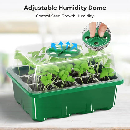 Seed Starter Kit with Adjustable Humidity Dome and Base Indoor Greenhouse Mini Propagator Seeds Growing Starting Nursery Trays