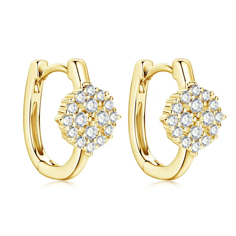 IOGOU Inlaid Round Moissanite Diamond Hoop Earrings Real Silver 925 Delicate Minimalist Fine Jewelry Anniversary Gift for Women