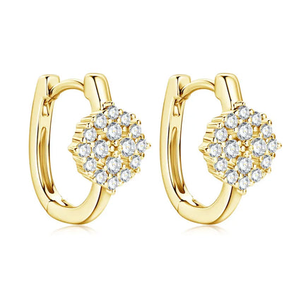 IOGOU Inlaid Round Moissanite Diamond Hoop Earrings Real Silver 925 Delicate Minimalist Fine Jewelry Anniversary Gift for Women