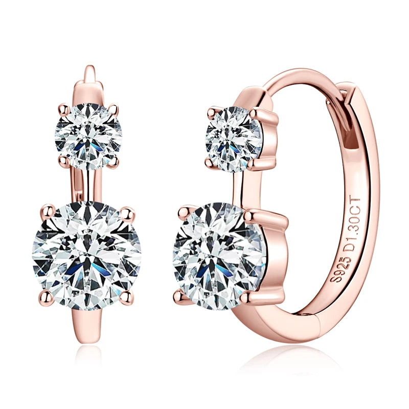 IOGOU Moissanite Hoop Earrings – 4/6.5mm – D Color – White Gold