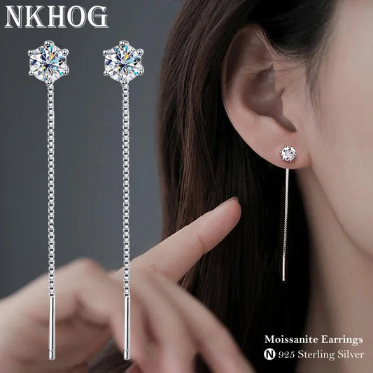 2CT Moissanite Drop Earrings – D Color – White Gold – GRA Certified
