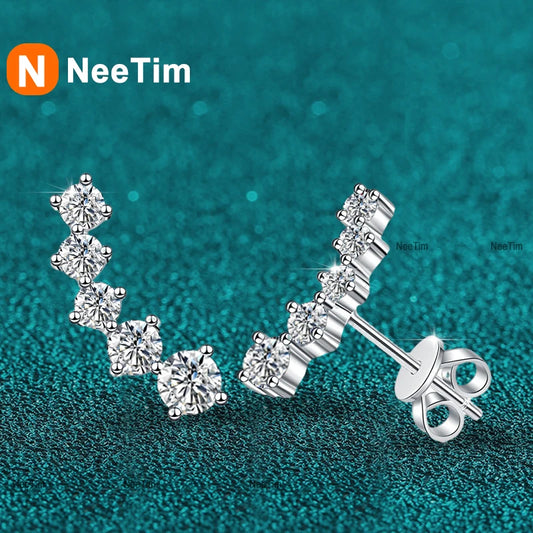 NeeTim 1.16cttw Full Moissanite Stud Earrings for Women Gradient Gem Lab Diamond Studs Earrings 925 Sterling Silver GRA Jewelry
