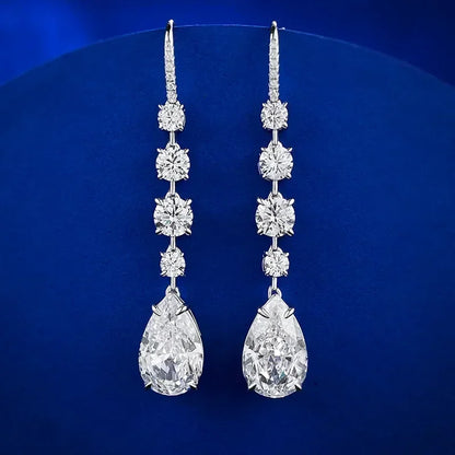Luxury Long Lab Moissanite Diamond Dangle Earring 100% Real 925 sterling silver Party Wedding Drop Earrings for Women Jewelry