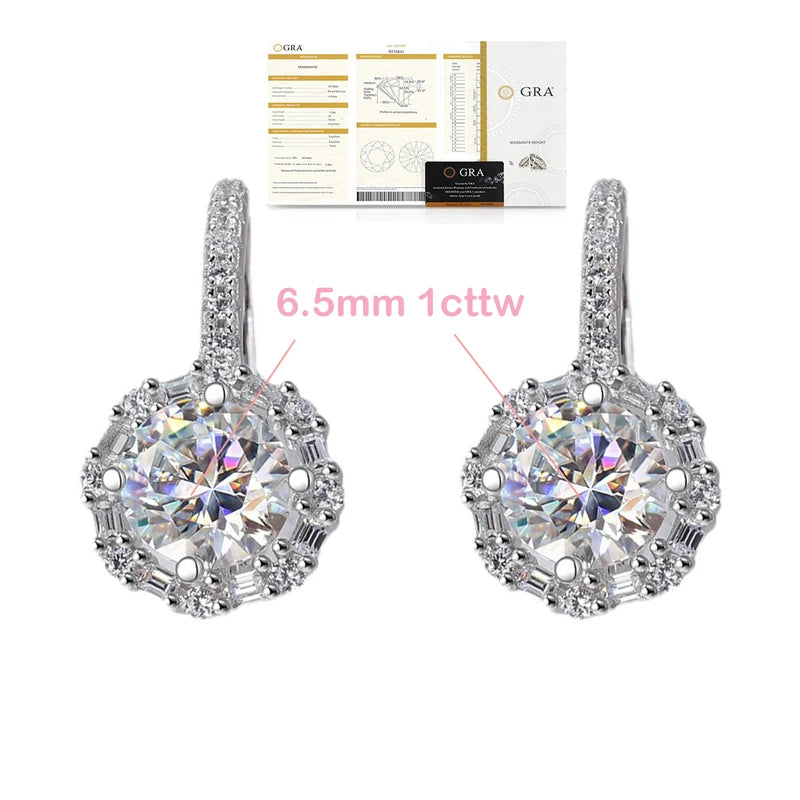 HORRIPAL 1CTTW D VVS1 Moissanite Hoop Earrings S925 Sterling Silver Earrings for women Sparkling Diamond Jewelry GRA Pass Tester