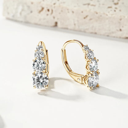 IOGOU Luxury 1.86cttw Full Moissanite Diamond Hoop Clip Earrings for Women Original 925 Sterling Silver Jewelry Vintage Earrings