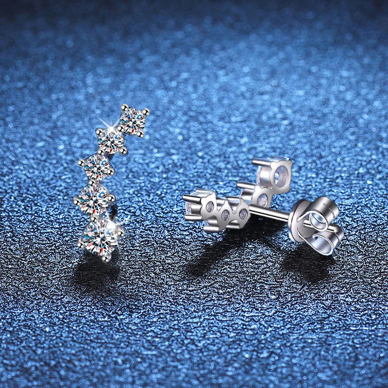 NeeTim 1.16cttw Full Moissanite Stud Earrings for Women Gradient Gem Lab Diamond Studs Earrings 925 Sterling Silver GRA Jewelry