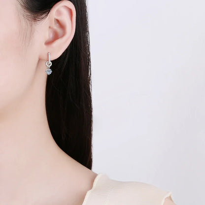 NeeTim Drop Earrings – Moissanite – White Gold – Elegant Gift