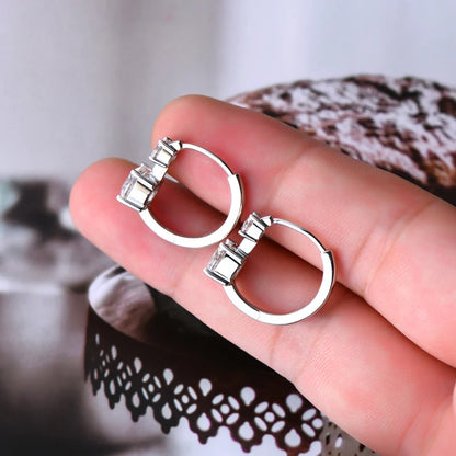 IOGOU Moissanite Hoop Earrings – 4/6.5mm – D Color – White Gold
