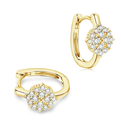 IOGOU Inlaid Round Moissanite Diamond Hoop Earrings Real Silver 925 Delicate Minimalist Fine Jewelry Anniversary Gift for Women