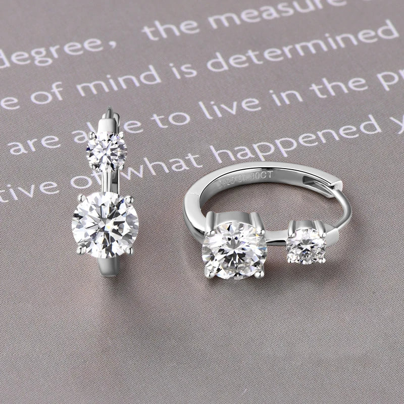IOGOU Moissanite Hoop Earrings – 4/6.5mm – D Color – White Gold