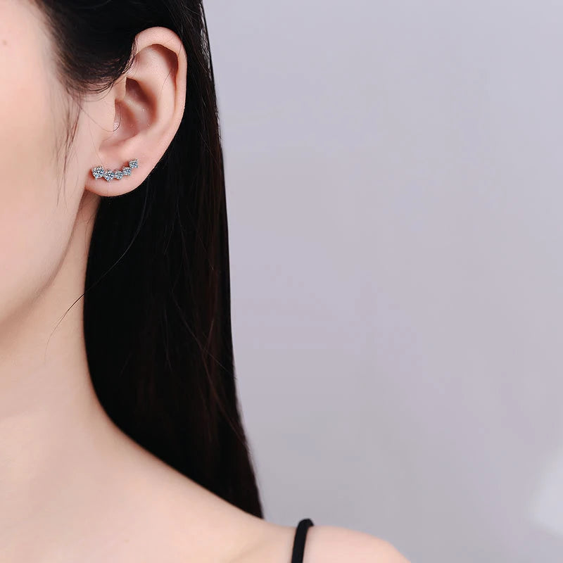 NeeTim 1.16cttw Full Moissanite Stud Earrings for Women Gradient Gem Lab Diamond Studs Earrings 925 Sterling Silver GRA Jewelry