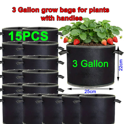 68 Pcs 3 Gallon Strawberry Grow Bags for Plants with Handles Garden Accessories Vegetable Plant Bags for Growing Flower Pot