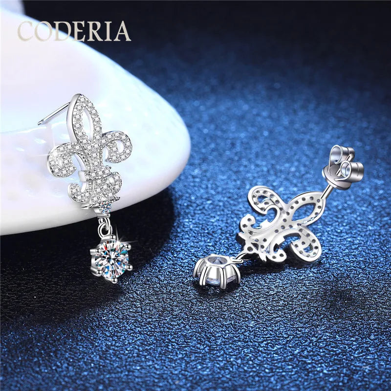 Crown Moissanite Drop Earrings – 1CT D – GRA – White Gold