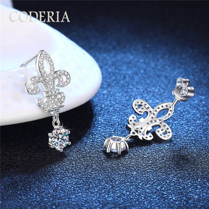Crown Moissanite Drop Earrings – 1CT D – GRA – White Gold
