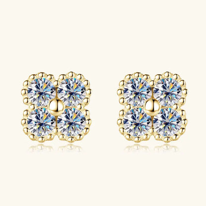 2025 Trendy Four Clover Moissanite Stud Earrings 925 Sterling Silver Flower Piercing Ear Jewelry for Women 3mm Lab Diamond Gifts