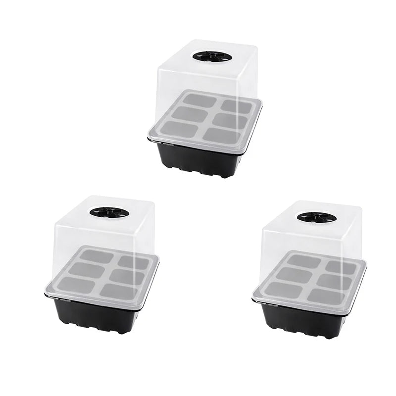Heightened Three-Piece Set Seedling Box 6/12 Hole with Lid Succulent Vegetable Breeding Pot for Gardening And Plant Care