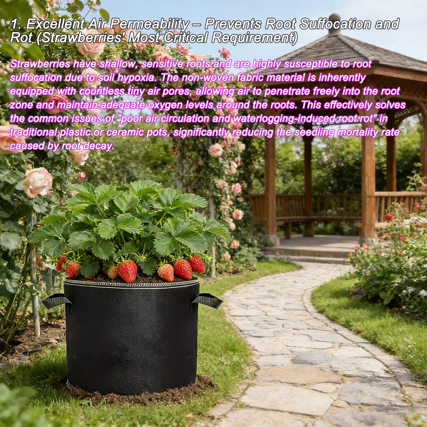 68 Pcs 3 Gallon Strawberry Grow Bags for Plants with Handles Garden Accessories Vegetable Plant Bags for Growing Flower Pot