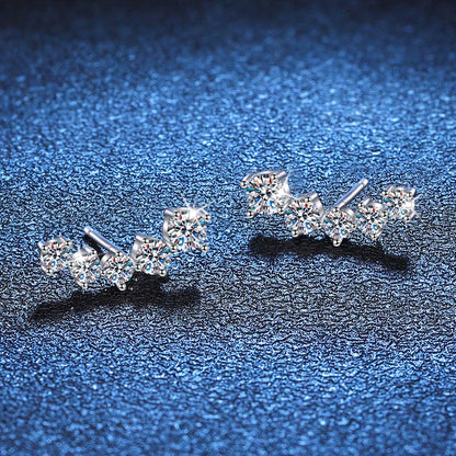 NeeTim 1.16cttw Full Moissanite Stud Earrings for Women Gradient Gem Lab Diamond Studs Earrings 925 Sterling Silver GRA Jewelry
