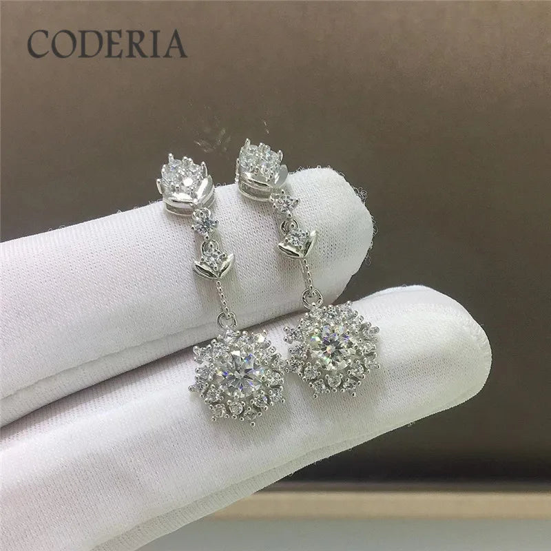 Moissanite Compass Earrings – 1CT D/VVS – GRA – White Gold