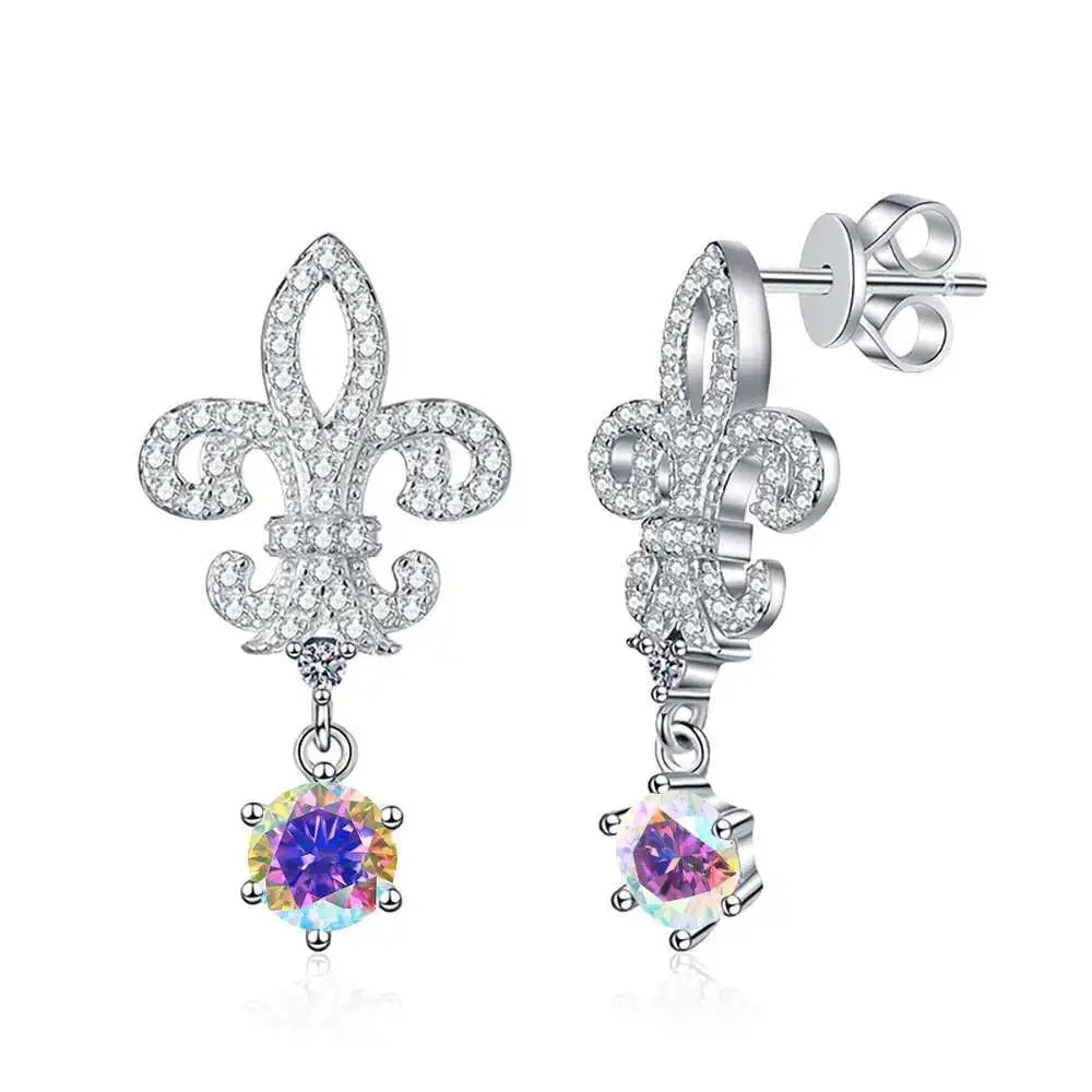 BIJOX STORY 1ct Colors Moissanite Stud Earrings GRA Certified Lab Created Diamond 925 Sterling Silver Wedding Jewelry for Women