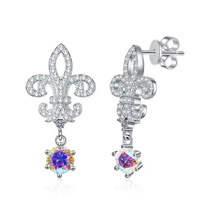 BIJOX STORY 1ct Colors Moissanite Stud Earrings GRA Certified Lab Created Diamond 925 Sterling Silver Wedding Jewelry for Women