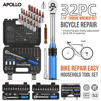 Apollo Torque Wrench Repairing Tool High Precise Torque Preset Wrenches 2-24N.m Torque Adjustable 1/4inch Ratchet Wrench