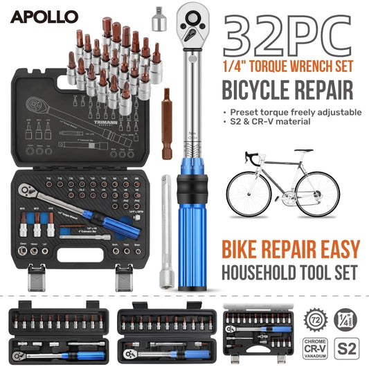 Apollo Torque Wrench Repairing Tool High Precise Torque Preset Wrenches 2-24N.m Torque Adjustable 1/4inch Ratchet Wrench