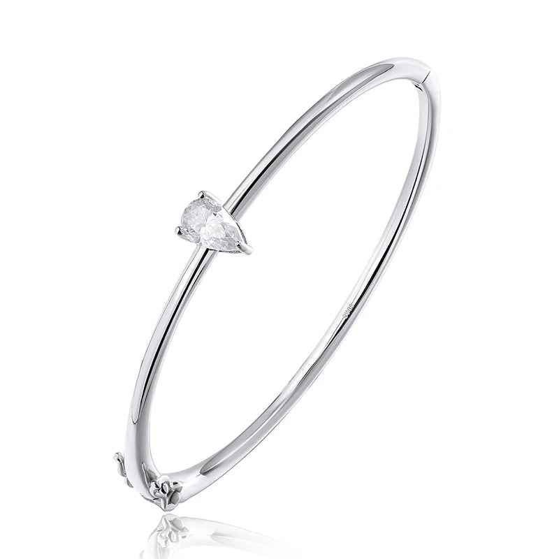 Smyoue S925 Moissanite Teardrop Bangle – GRA Certified Elegance