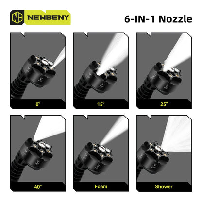 NEWBENY 200Bar Brushless High Pressure Car Washer Gun 6 IN 1 Electric Garden Washing Water Wash Spray Gun For Makita Battery Pin