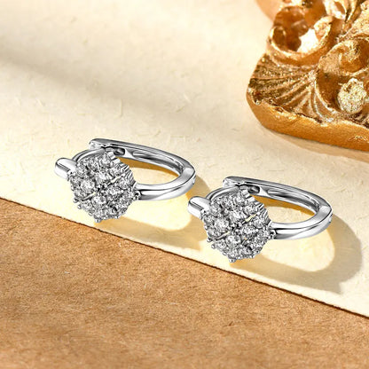 IOGOU Inlaid Round Moissanite Diamond Hoop Earrings Real Silver 925 Delicate Minimalist Fine Jewelry Anniversary Gift for Women