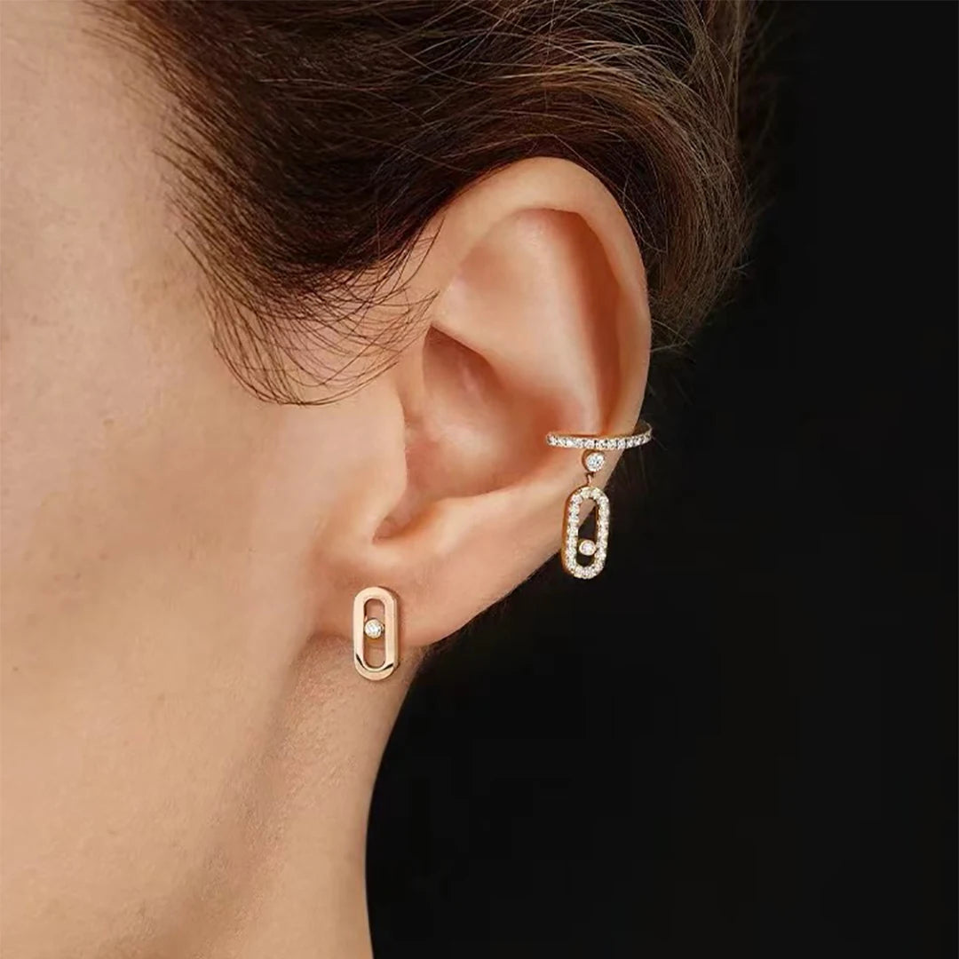 925 sterling silver gold-plated classic single diamond earrings for women. Wedding earrings.