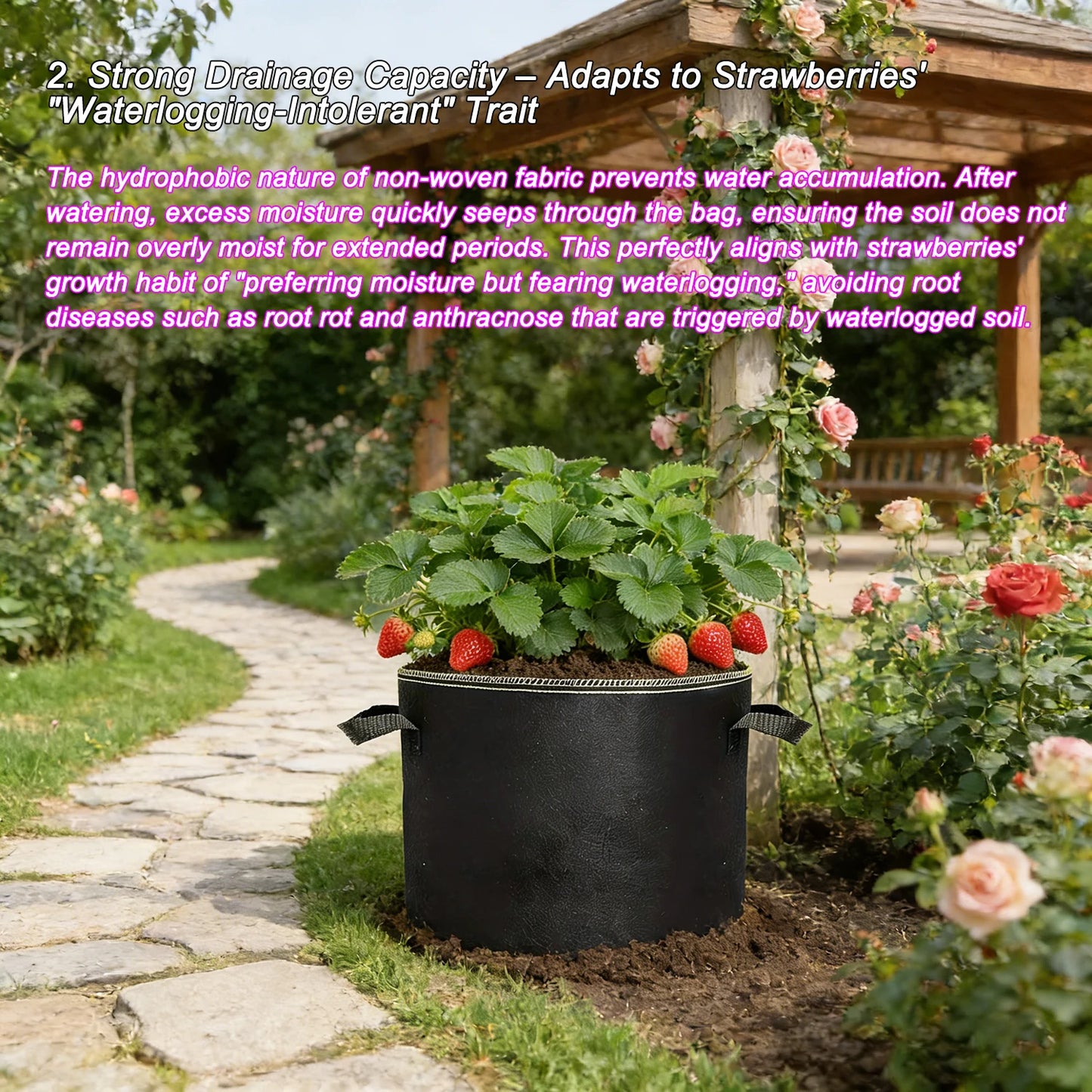 68 Pcs 3 Gallon Strawberry Grow Bags for Plants with Handles Garden Accessories Vegetable Plant Bags for Growing Flower Pot