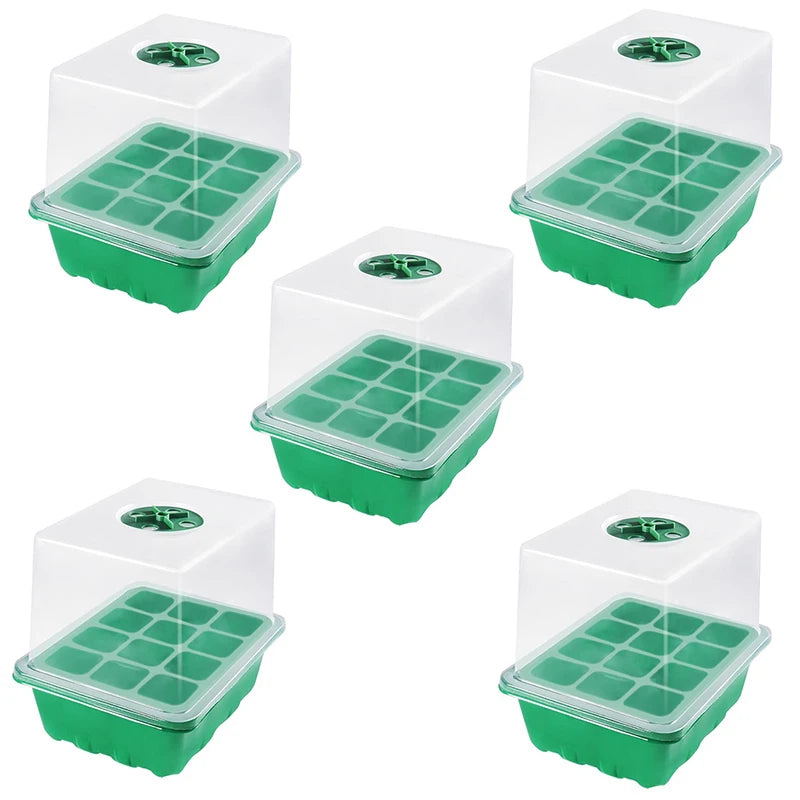 Heightened Three-Piece Set Seedling Box 6/12 Hole with Lid Succulent Vegetable Breeding Pot for Gardening And Plant Care