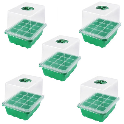Heightened Three-Piece Set Seedling Box 6/12 Hole with Lid Succulent Vegetable Breeding Pot for Gardening And Plant Care