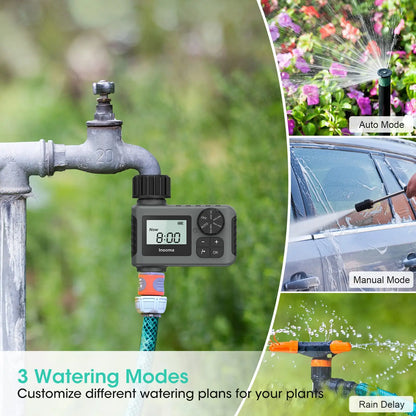Insoma Automatic Water Timer Intelligent Irrigation Watering System Sprinkler Timer Garden Programmer Equipment IPX7 LCD Display