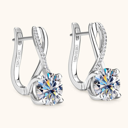 Plated 18K Gold 2 Carat Moissanite Hoop Earrings with Certificates 8mm Lab Diamond Earring for Women Original 925 Silver Jewelry