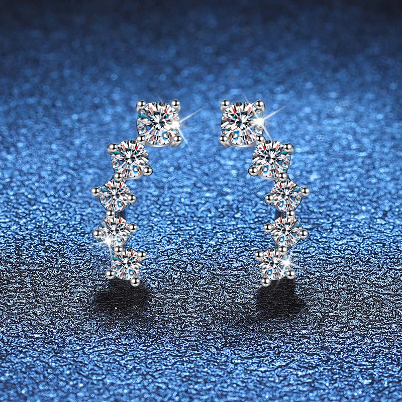 NeeTim 1.16cttw Full Moissanite Stud Earrings for Women Gradient Gem Lab Diamond Studs Earrings 925 Sterling Silver GRA Jewelry