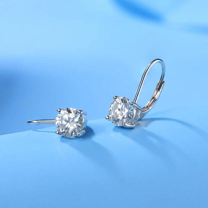 Sweetrain 1CT Moissanite Earrings for Women 6.5mm D Color Brilliant Round Cut Lab Created Diamond Earring Pure 925 Silver Hoops
