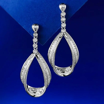 Luxury Long Lab Moissanite Diamond Dangle Earring 100% Real 925 sterling silver Party Wedding Drop Earrings for Women Jewelry