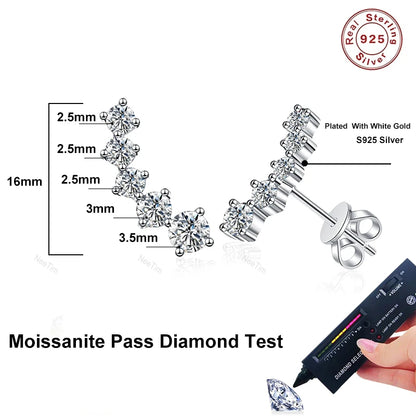 NeeTim 1.16cttw Full Moissanite Stud Earrings for Women Gradient Gem Lab Diamond Studs Earrings 925 Sterling Silver GRA Jewelry