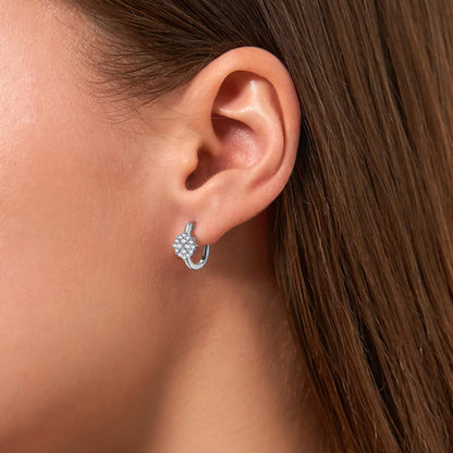 IOGOU Inlaid Round Moissanite Diamond Hoop Earrings Real Silver 925 Delicate Minimalist Fine Jewelry Anniversary Gift for Women