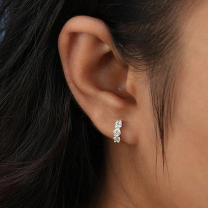 IOGOU 925 Sterling Silver D/VVS1 Moissanite Hoop Earrings for Women 0.9cttw Diamond Round Earrings Classic Wedding Party Gift
