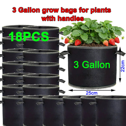 68 Pcs 3 Gallon Strawberry Grow Bags for Plants with Handles Garden Accessories Vegetable Plant Bags for Growing Flower Pot