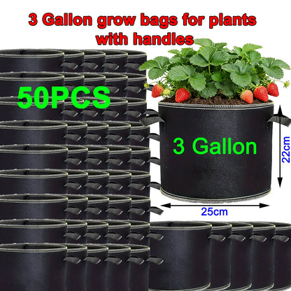 68 Pcs 3 Gallon Strawberry Grow Bags for Plants with Handles Garden Accessories Vegetable Plant Bags for Growing Flower Pot