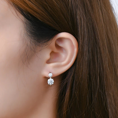 IOGOU Moissanite Hoop Earrings – 4/6.5mm – D Color – White Gold