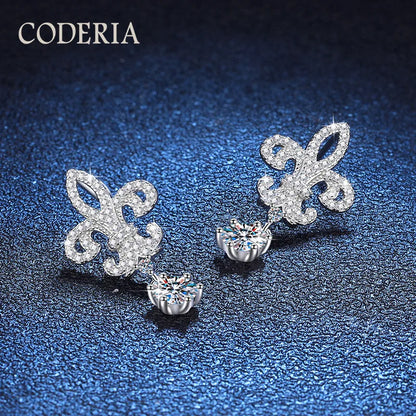 Crown Moissanite Drop Earrings – 1CT D – GRA – White Gold