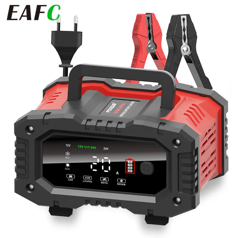 🔋Smart Battery Charger 12V/24V – Auto Charging & Pulse Repair | Safe & Fast
