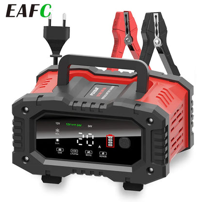 🔋Smart Battery Charger 12V/24V – Auto Charging & Pulse Repair | Safe & Fast